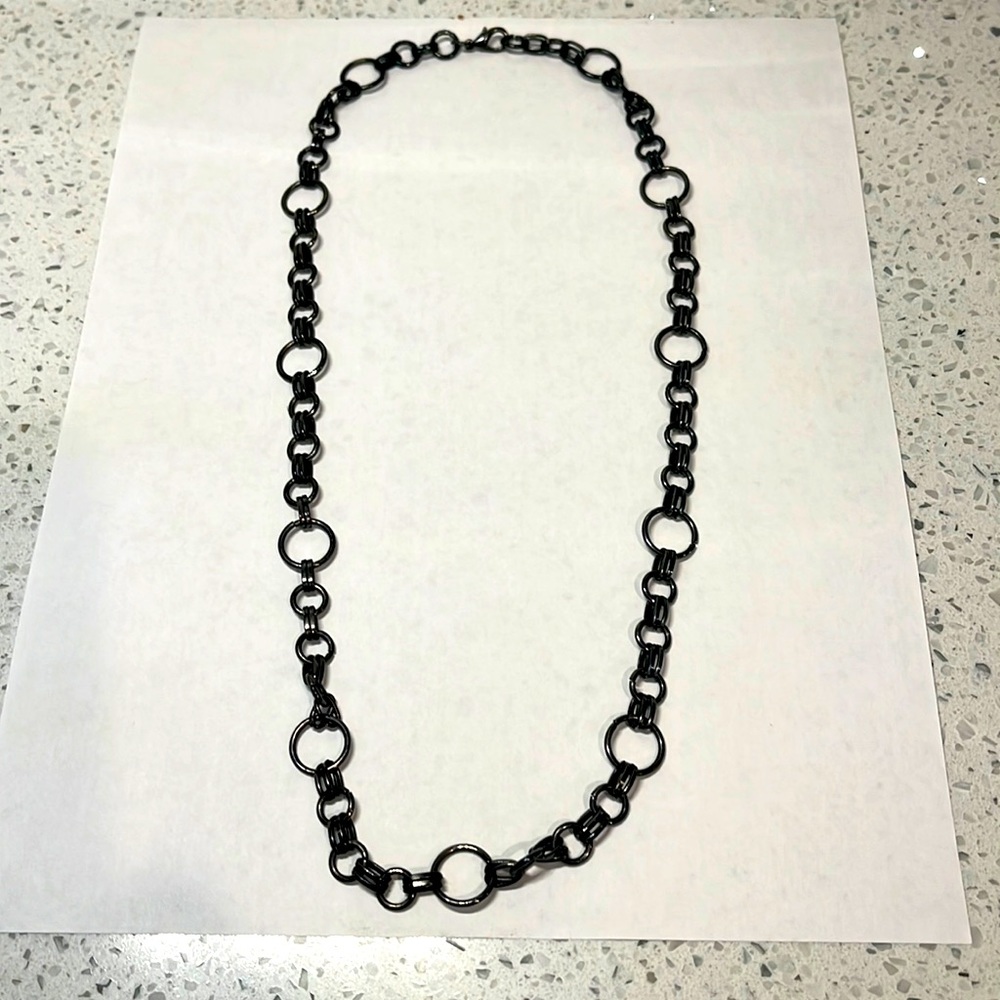 Stainless steel/black chain link necklace